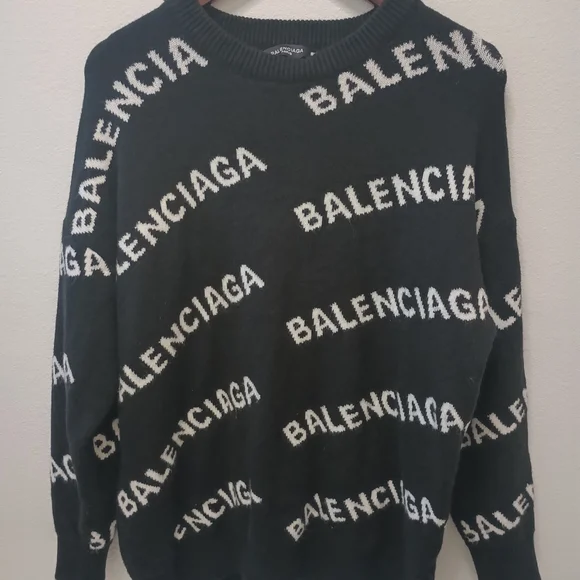 Balenciaga Black Logo Knit Sweater - Picture 2 of 7